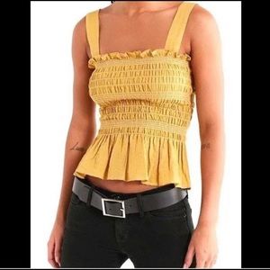 Urban Outfitters Smocked Yellow Top